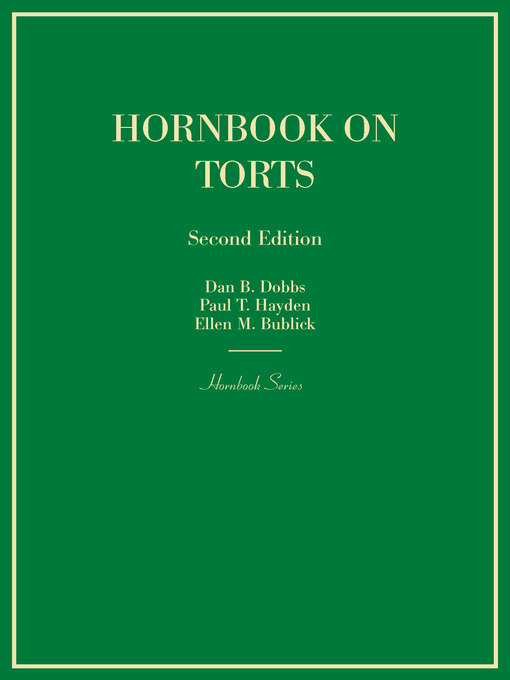 Title details for Hornbook on Torts by Dan Dobbs - Available